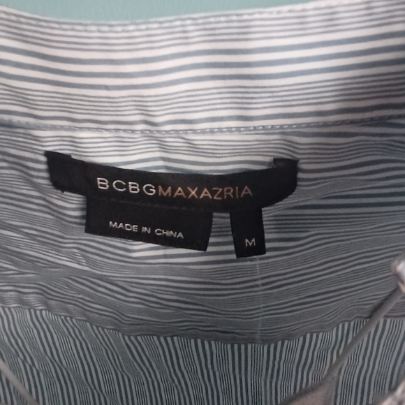 NWT BCBGMaxAzria Blue & White Striped Ruffled Long Sleeve Blouse-Women's Sz Med - Picture 7 of 11
